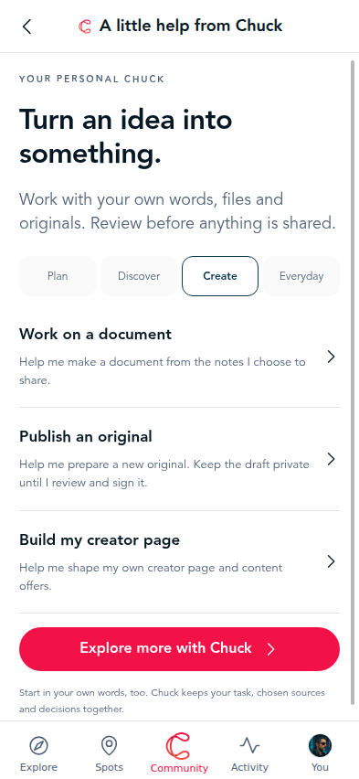 Chuck Create tools for documents and original work