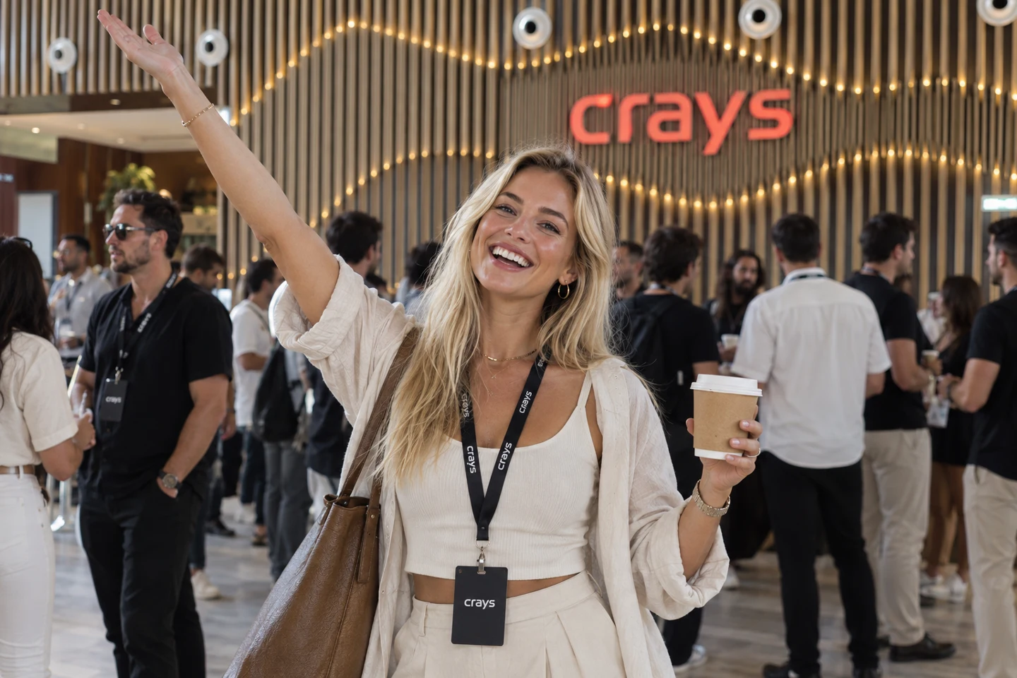 A smiling woman enjoying a CRAYS community event