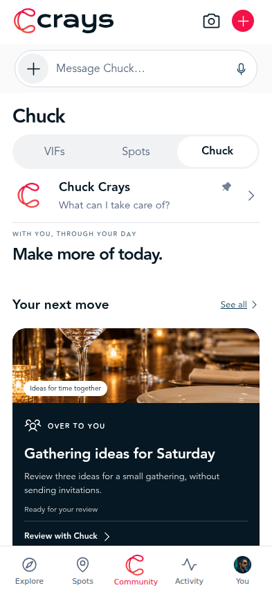Chuck overview with a saved plan ready to review