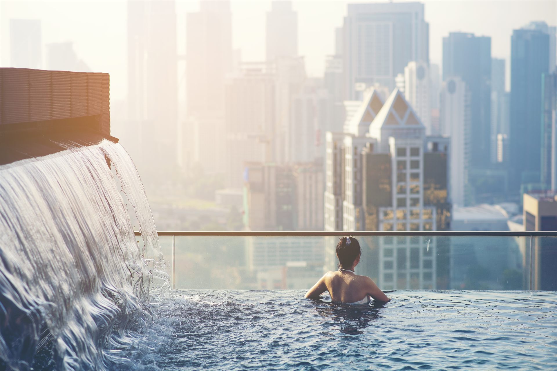 Premium hotel suite with a city view