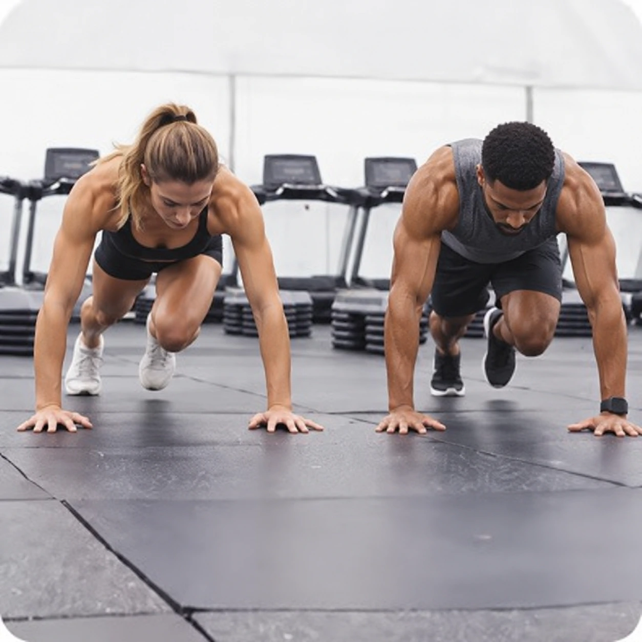Two people training together