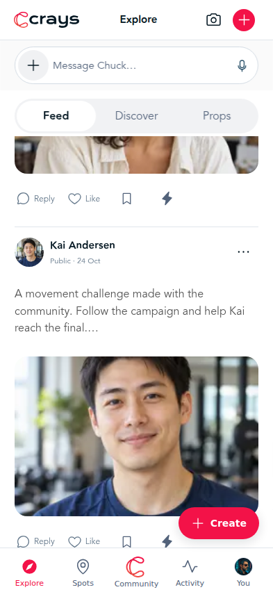 Kai Andersen’s movement challenge shared with his community in the Explore feed