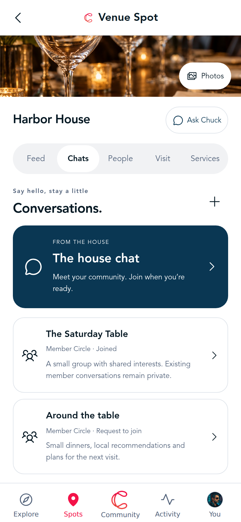 A Spot’s house chat and shared-interest Circles